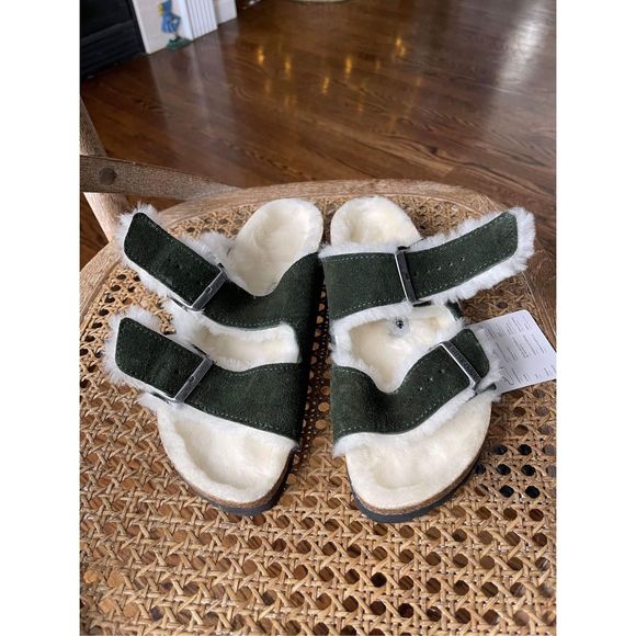 NEW Birkenstock Arizona Shearling Suede Leather Size 38 - Picture 6 of 9